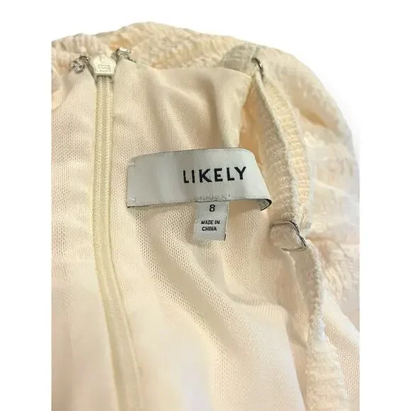 Likely CARMONA DRESS Bodycon Ruched Stretch Crepe Midi | Ivory, Sz 8 NEW - Picture 9 of 9